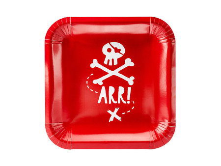 Talerzyki Piraci, czerwony, 20x20cm (1 op. / 6 szt.)