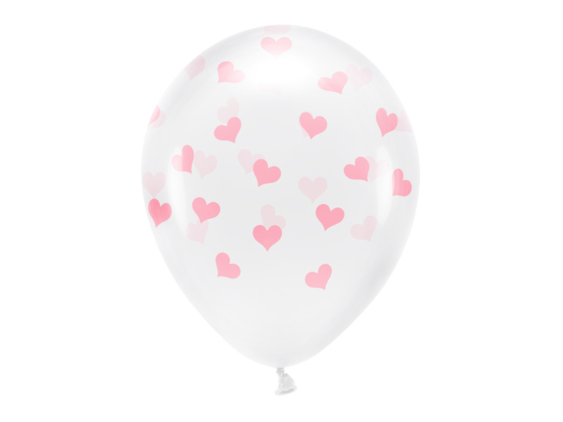 Balony Eco 33 cm Serca Crystal Clear – opakowanie 6 sztuk