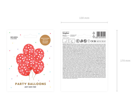 Balony 30cm, Kropki, Pastel Poppy Red (1 op. / 6 szt.)