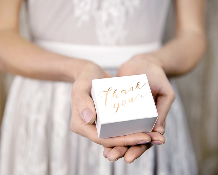 Pudełeczka Thank you, biały, 6x3,5x5,5cm – zdjęcie 3