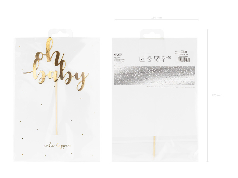 Topper na tort Oh baby złoty detal