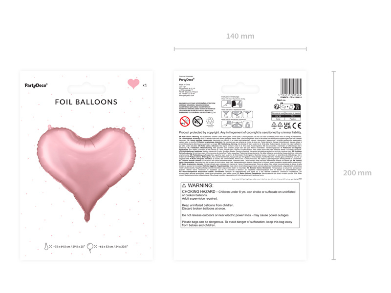Balon foliowy Serce jasnoróżowy – zdjęcie produktu 4