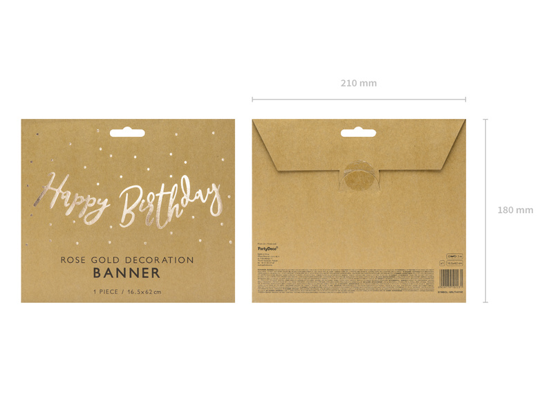 Baner Happy Birthday różowe złoto - zdjęcie 2