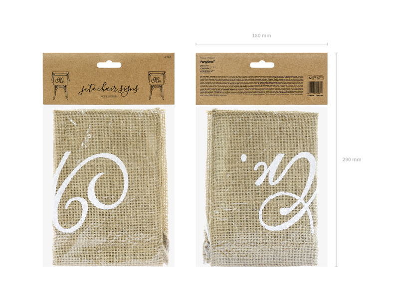 Zawieszki na krzesło Mr Mrs – dekoracja ślubna