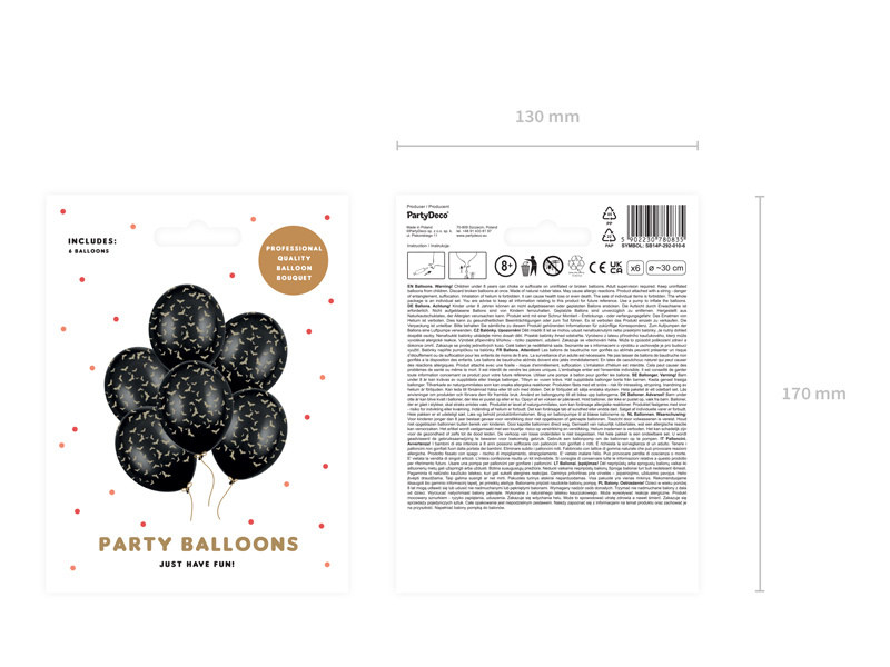 Balony Nietoperze Pastel Black 30 cm – szczegółowy widok nadruku