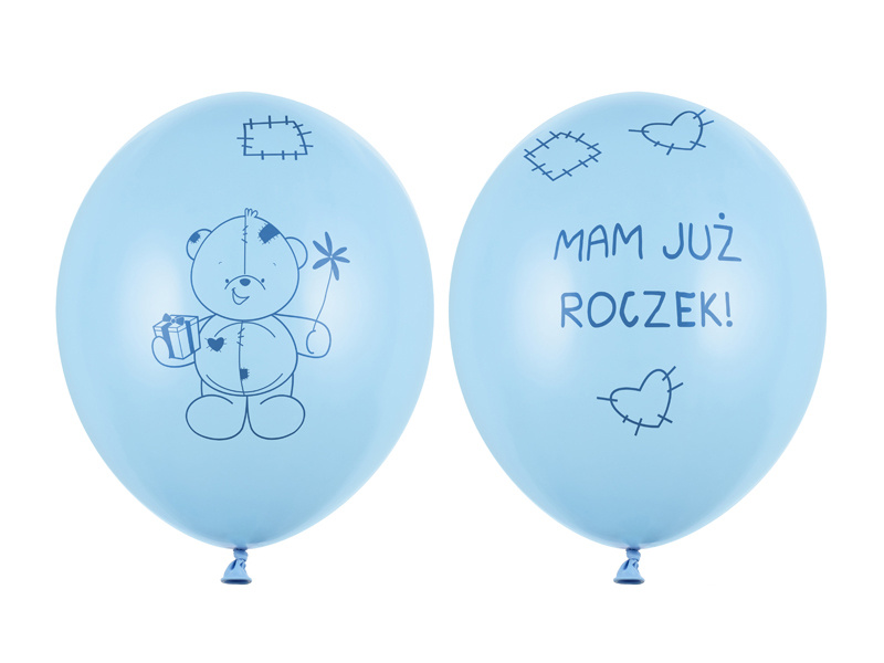 Balony 30cm Miś - mam już roczek Pastel Baby Blue