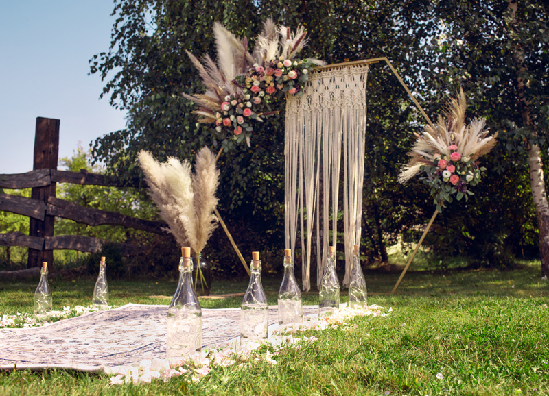 Makrama złamana biel 94.5x171cm - zdjęcie 8