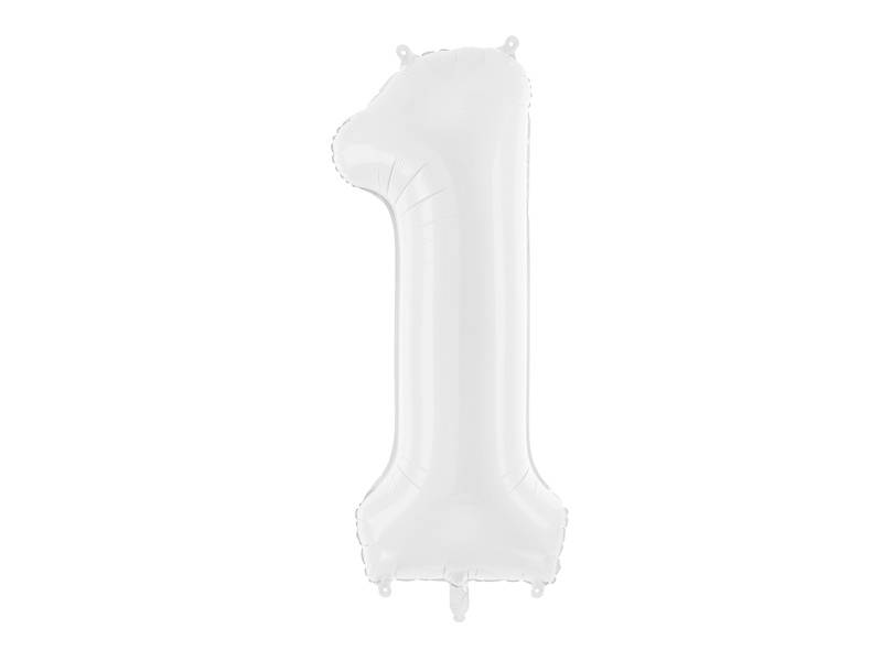 Balon foliowy cyfra 1 biały 86 cm