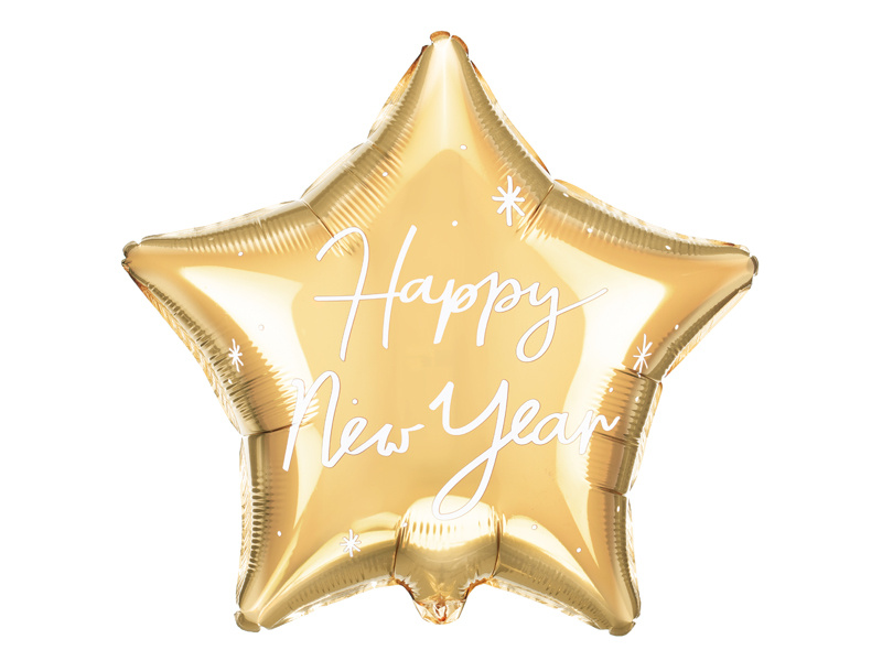 Balon foliowy Gwiazdka Happy New Year, złoty