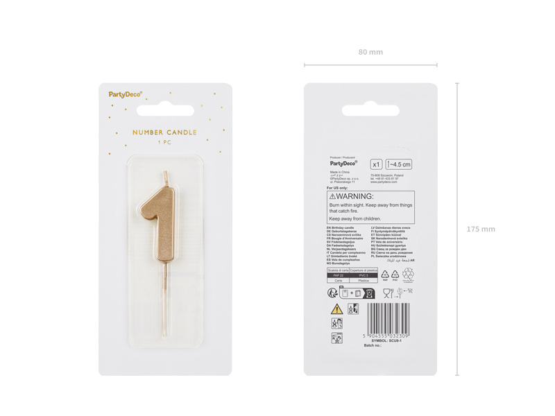 Świeczka cyferka 1 złota – detal