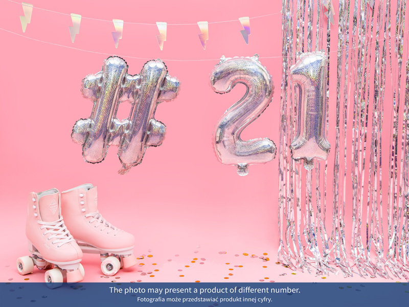 Balon foliowy cyfra 7 holograficzny 35cm - detal holograficznego połysku