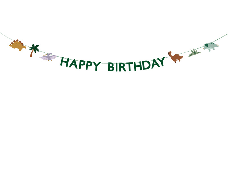 Baner Happy Birthday Dino - całość dekoracji