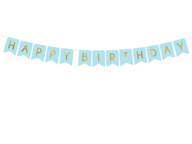 Baner Happy Birthday jasnoniebieski - zdjęcie 1