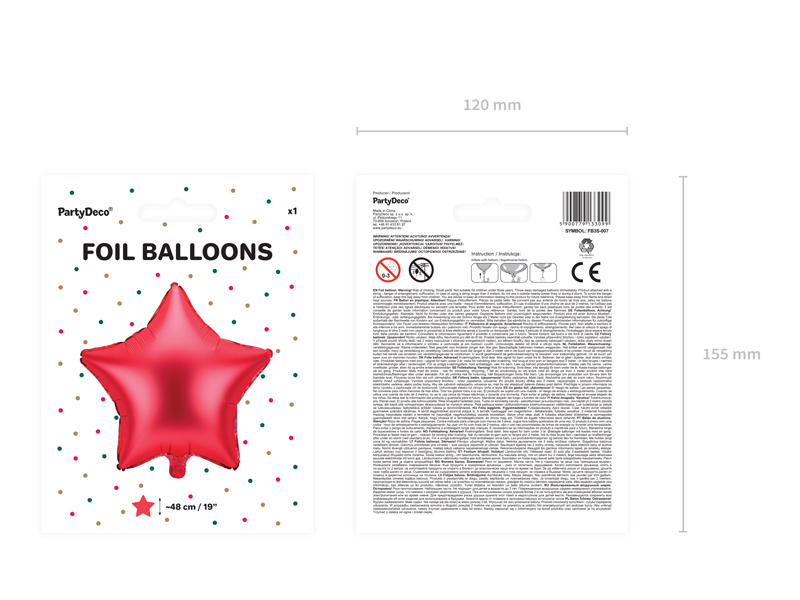 Balon foliowy Gwiazdka czerwony 48 cm - zdjęcie 3