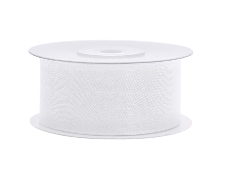 Tasiemka szyfonowa biała 38mm/25m
