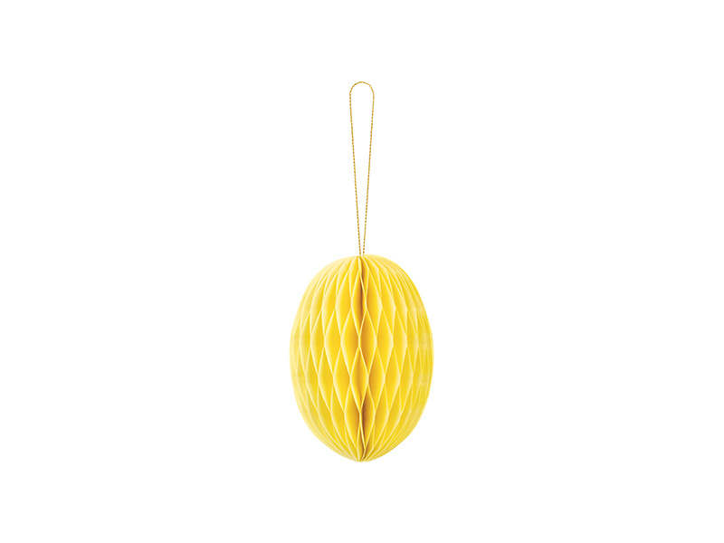 Papierowa dekoracja honeycomb jajko żółte 12 cm
