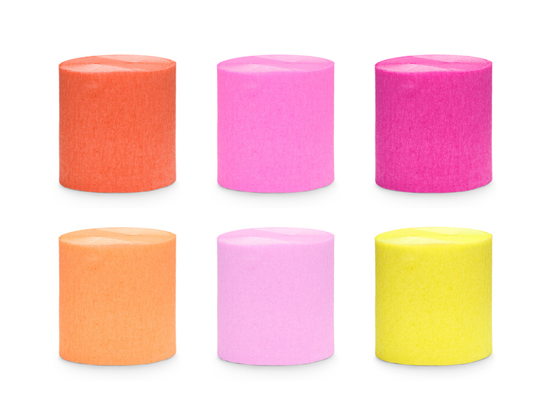 Krepa 5cm/10m, zestaw 6 szt., mix letnie kolory
