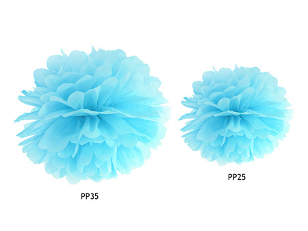 Pompon bibułowy, błękit, 25cm