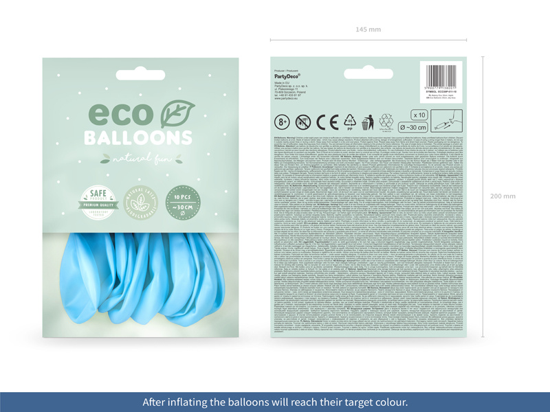 Balony Eco 30cm pastelowe błękit rozłożone balony