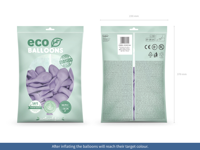 Balony Eco pastelowe jasny liliowy – naturalny lateks