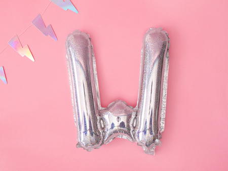Balon foliowy Litera ''W'', 35cm, holograficzny