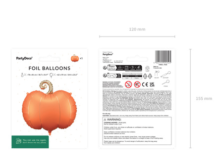 Balon foliowy Dynia, 62x59 cm, mix