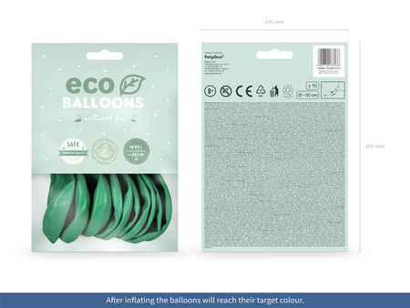 Balony Eco 30cm pastelowe, zielony (1 op. / 10 szt.)