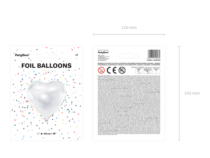 Balon foliowy Serce 61cm biały - zdjęcie 3
