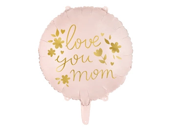 Balon foliowy ''Love you mom'', 45 cm, różowy