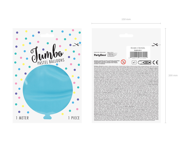 Balon okrągły 1m Pastel Light Blue - zdjęcie 2