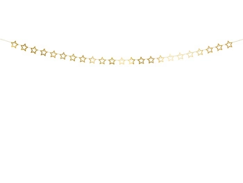 Girlanda papierowa Gwiazdki, złoty, 3m