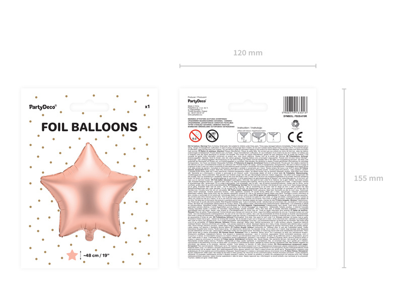 Balon foliowy gwiazdka różowe złoto 48cm dekoracja