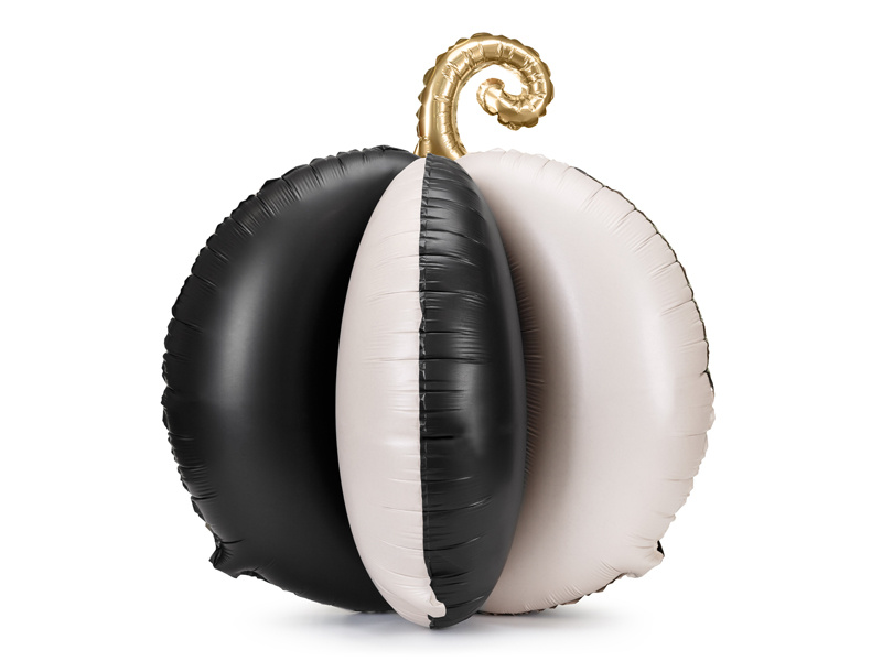 Stojący balon foliowy Dynia 3D czarno-kremowy