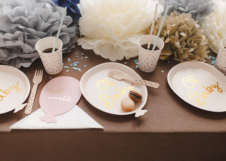 Pompon bibułowy, złoty, 25cm