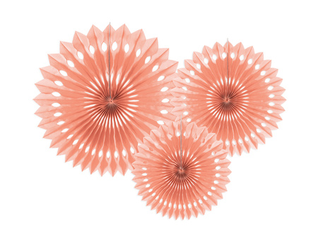 Rozety dekoracyjne, jasna brzoskwinia, 20-30cm (1 op. / 3 szt.)