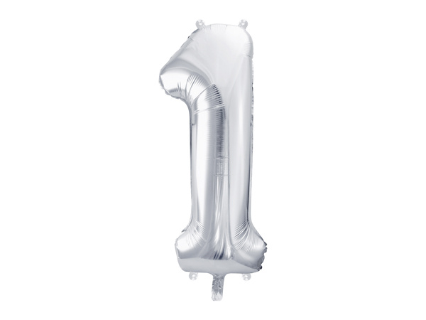 Balon foliowy Cyfra 1 srebrny 86cm