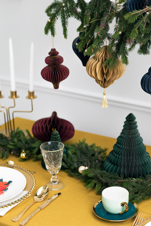 Bombka papierowa honeycomb Kropelka, beż, 8x12 cm