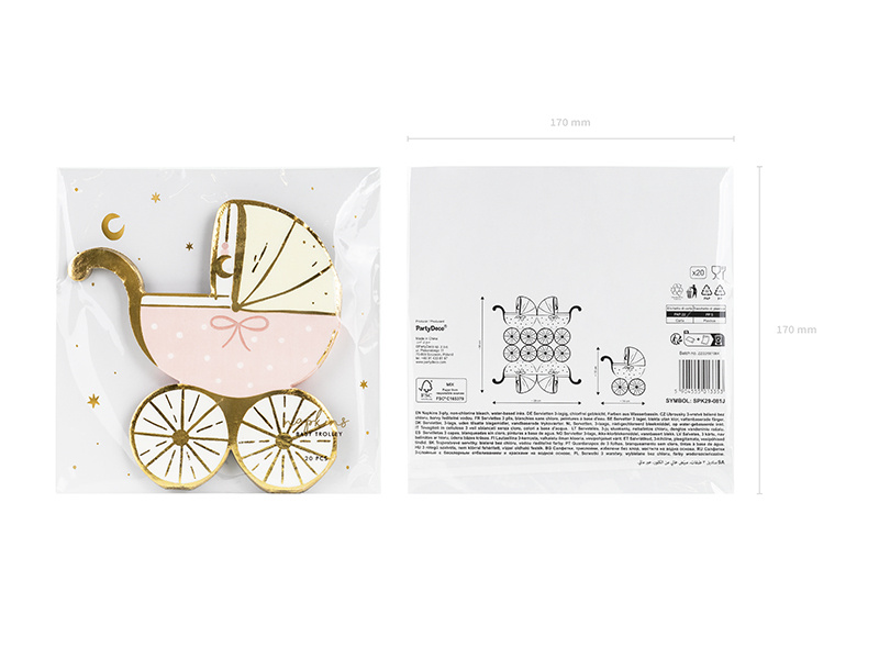 Serwetki Wózek jasny różowy z bliska