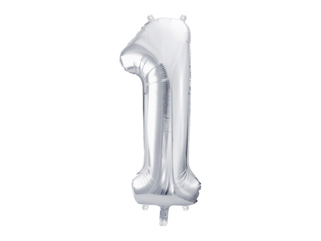 Balon foliowy Cyfra ''1'', 86cm, srebrny