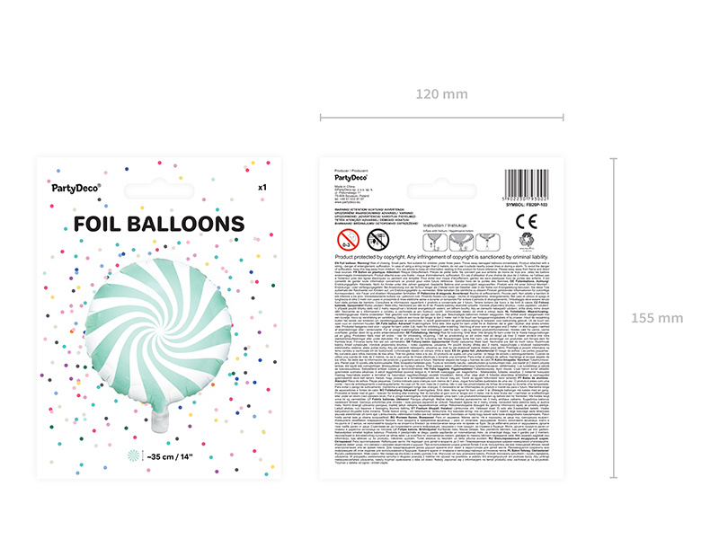 Balon foliowy Cukierek miętowy - detal