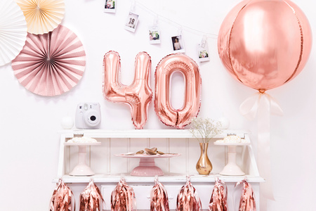 Balon foliowy Cyfra ''4'', 35cm, różowe złoto