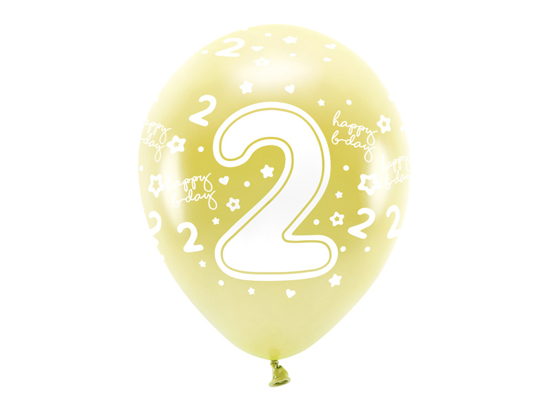 Balony Eco 33 cm Cyfra 2 jasny złoty