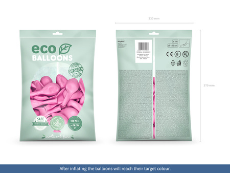 Balony Eco 26cm metalizowane, różowy (1 op. / 100 szt.)