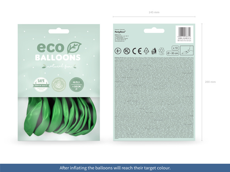 Balony Eco metalizowane zielona trawa 30cm - wypełnione