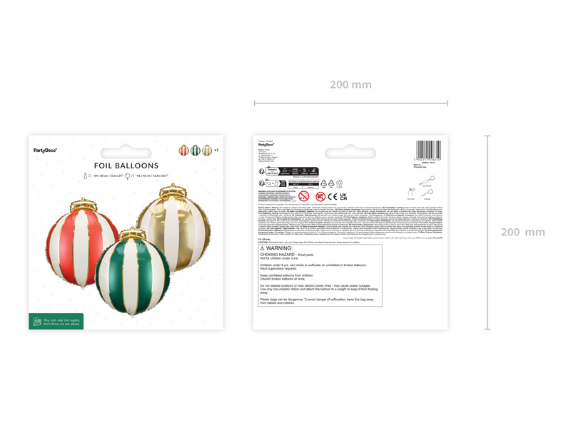 Zestaw balonów foliowych Bombki z dołączoną słomką