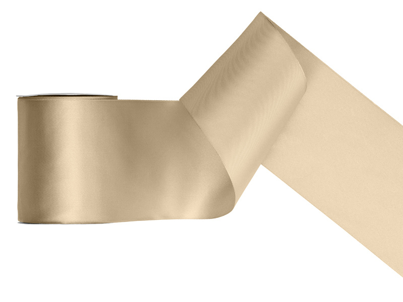 Tasiemka satynowa zimny złoty 100mm/25m