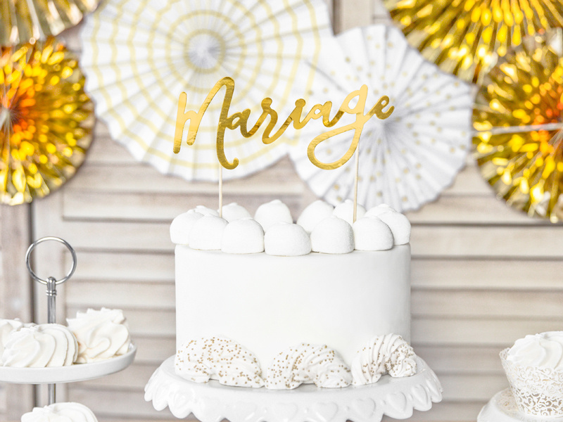 Topper na tort Mariage złoty - zdjęcie 5