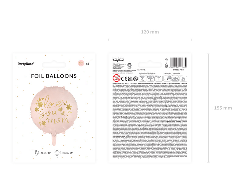 Balon foliowy Love you mom 45 cm różowy - zdjęcie 2