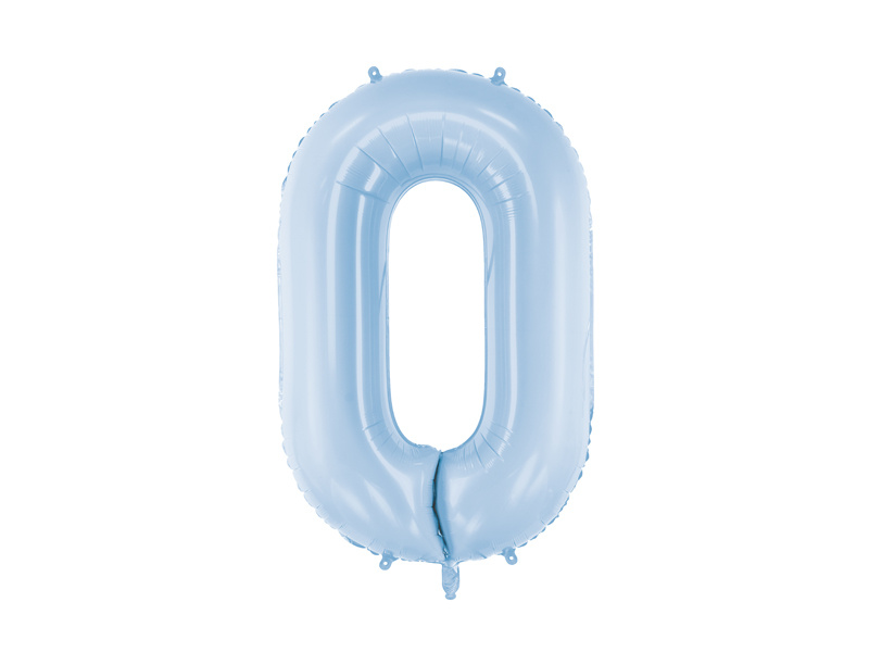 Balon foliowy cyfra 0 mglisty niebieski 86cm