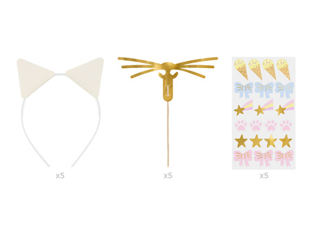 Zestaw Opaski i Wąsy z naklejkami (1 op. / 5 szt.)